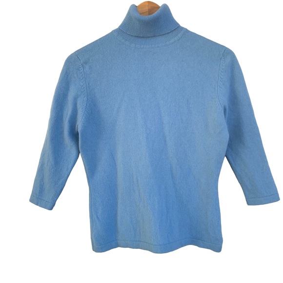 Wendy B. Sweaters - Wendy B Cashmere turtleneck pullover cardigan sky blue SzM Excellent Condition